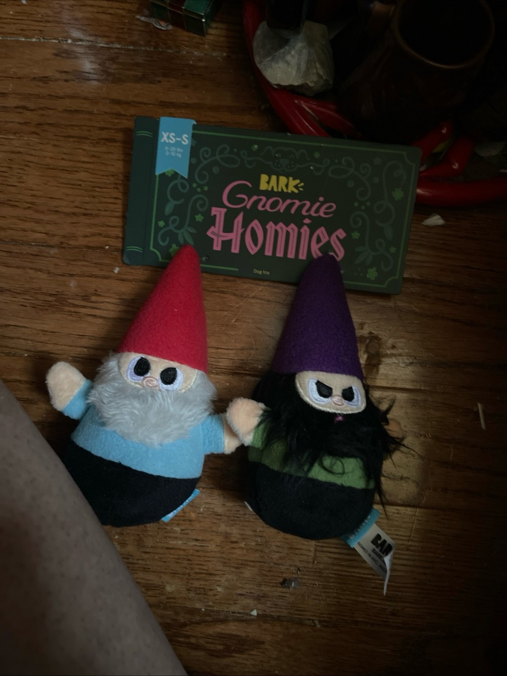 Bark Gnomie Homies Plush Dog Toys - Red & Purple Hats Extra Small 0-20 Pounds